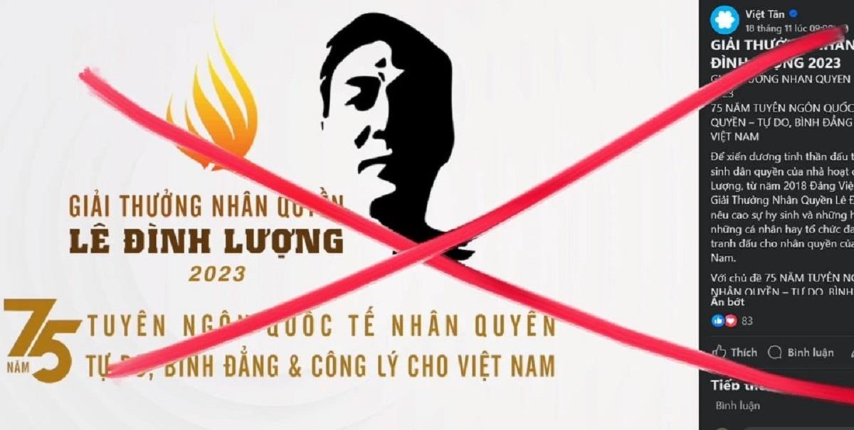 Âm mưu thâm hiểm của Việt Tân qua “giải thưởng nhân quyền Lê Đình Lượng”
