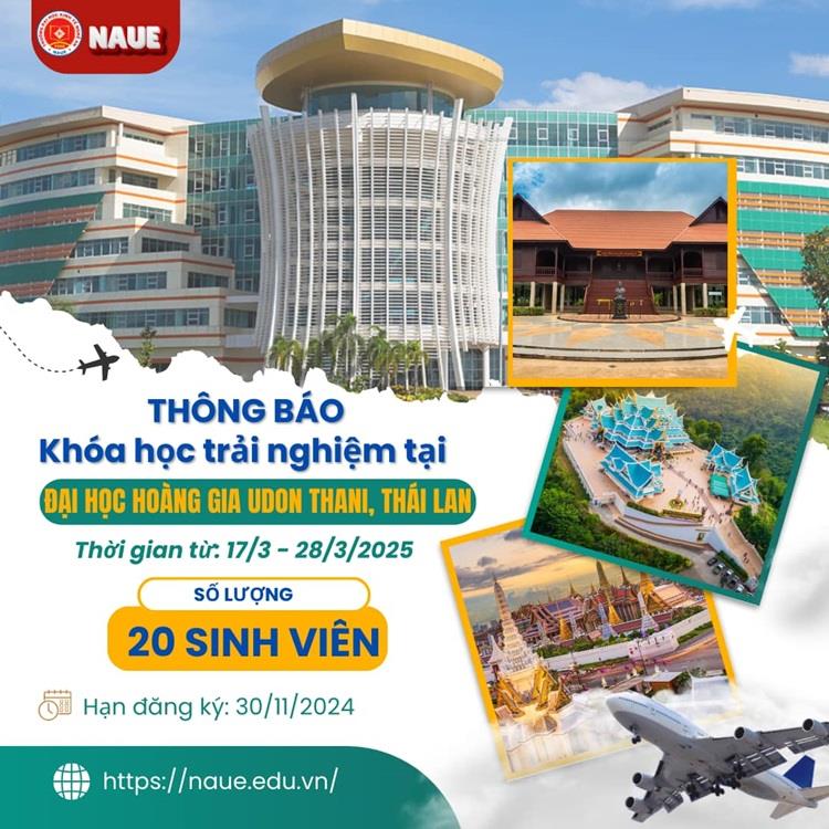 Đăng ký tham gia Khóa học tập trải nghiệm ở Trường Đại học Hoàng Gia Udon Thani, Thái Lan