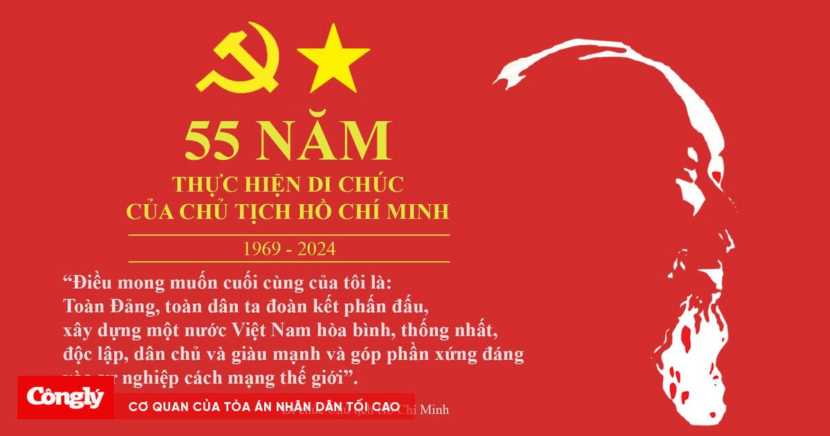 Hướng dẫn tuyên truyền kỷ niệm 55 năm thực hiện Di chúc của Chủ tịch Hồ Chí Minh (1969-2024) và 55 năm ngày mất của Người (02/9/1969 – 02/9/2024)